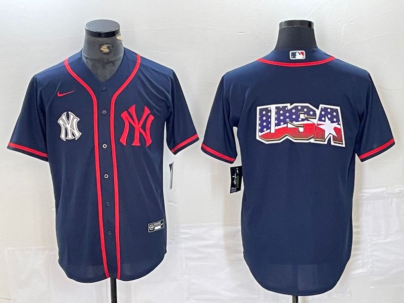 Men New York Yankees Blank Blue Third generation joint name Nike 2024 MLB Jersey style 15->new york yankees->MLB Jersey